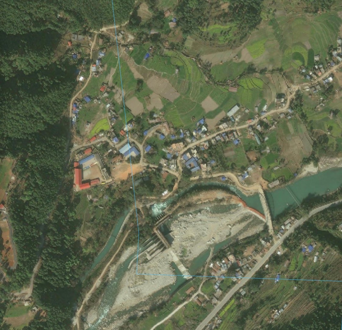 Satellitenbild des Trishuli in Nepal vor der Flut im August 2026